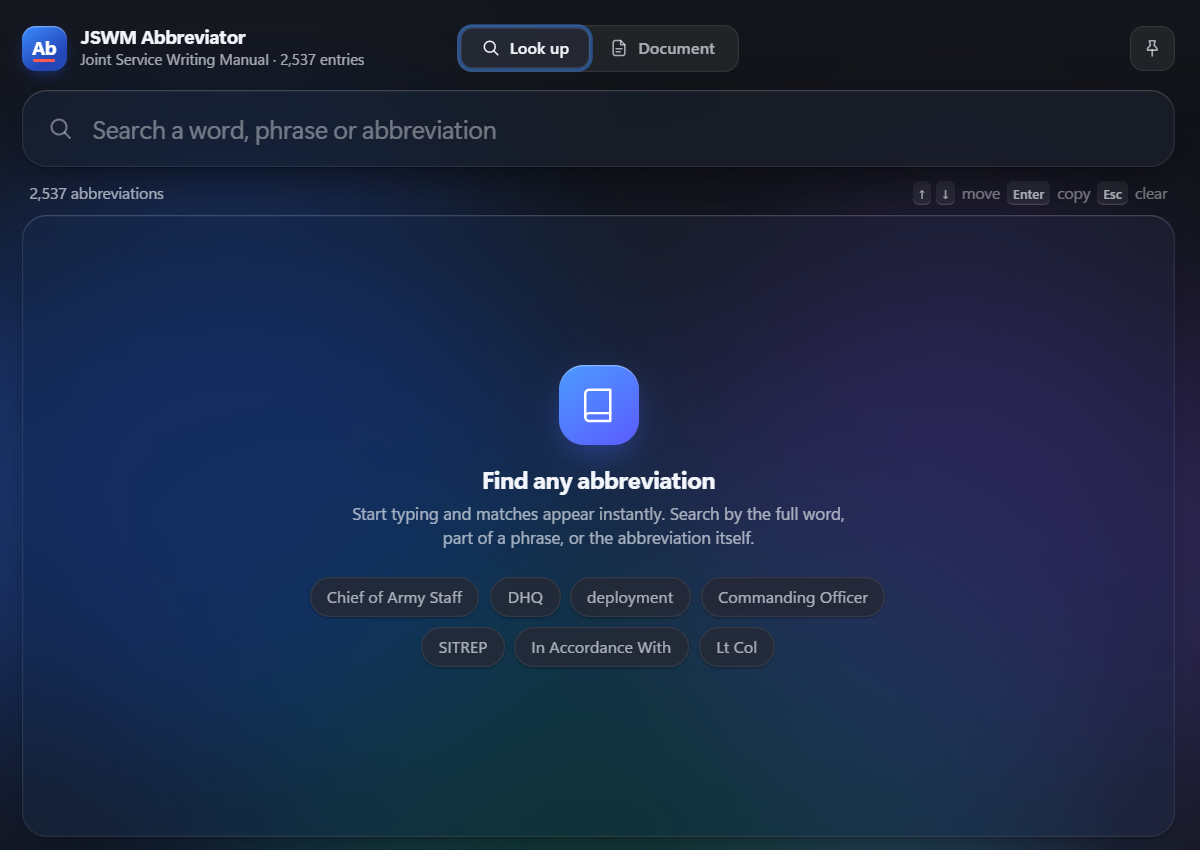 JSWM Abbreviator